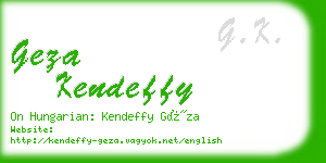 geza kendeffy business card